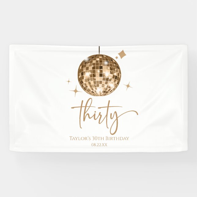 Banderoles Trente Boule Disco 30e Fête d'Anniversaire (Horizontal)