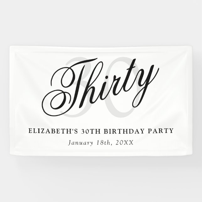 Banderoles Trente Elegant 30e anniversaire fête (Horizontal)