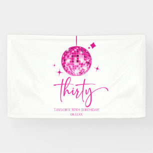 Banderoles Trentième Anniversaire Boule Disco Rose
