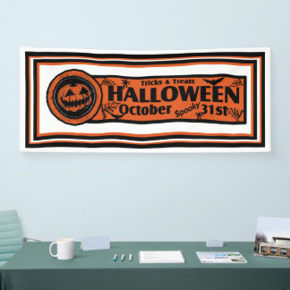 Banderoles Tricks & Treats Halloween Fond Blanc