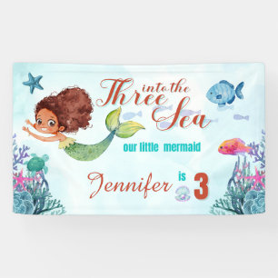 Banderoles Trois dans la mer Filles de sirène 3e anniversaire