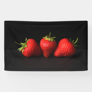 Banderoles Trois Fraises Sur Le Bnrcna Noir