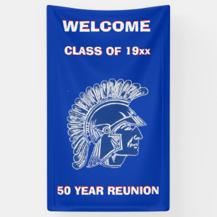 BANDEROLES TROJAN DE BLEU D'OBTENTION DU DIPLÔME DE RÉUNION
