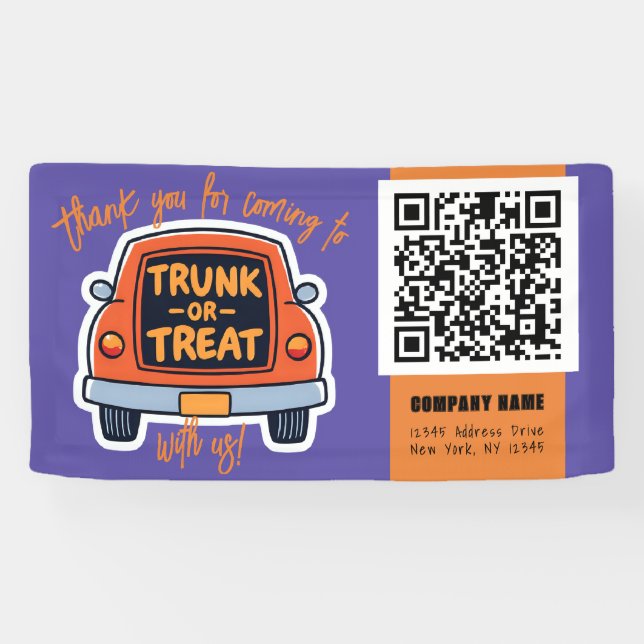 Banderoles Tronc ou traiter Halloween QR Business (Horizontal)