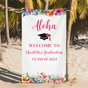 Banderoles Tropical Aloha Luau Graduation 2024 Bienvenue