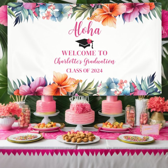 Banderoles Tropical Aloha Luau Graduation 2024 Bienvenue (Créateur téléchargé)