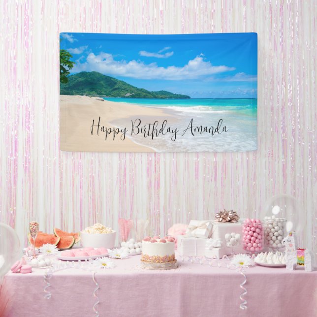 Banderoles Tropical Beach Pittoresque Photo Anniversaire (Fête)