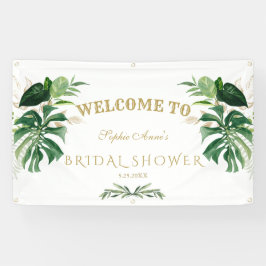 Banderoles Tropical Foliage Gold Cross Baptism Affiche de bie