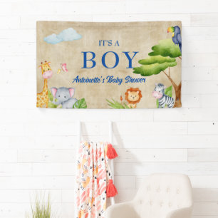Banderoles Tropical Jungle Safari Animaux Baby Boy Douche