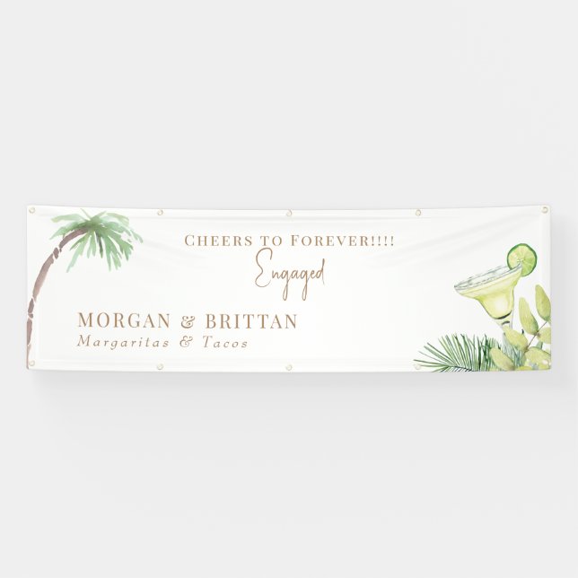 Banderoles Tropical Margaritas & Tacos Engagement Party (Horizontal)