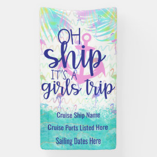 Banderoles Tropical Oh Ship C'est un voyage de filles Porte