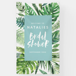 Banderoles Tropical palm leaf & script nuptiale