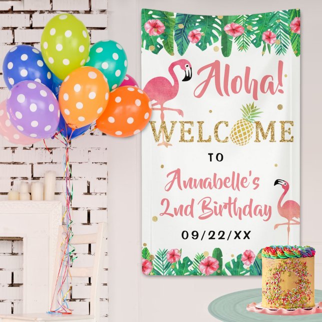 Banderoles Tropical Summer Beach Luau Girls Birthday Welcome (Créateur téléchargé)