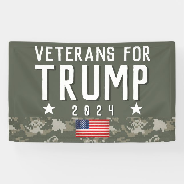 Banderoles Trump 2024 anciens combattants pour Trump Camo (Horizontal)