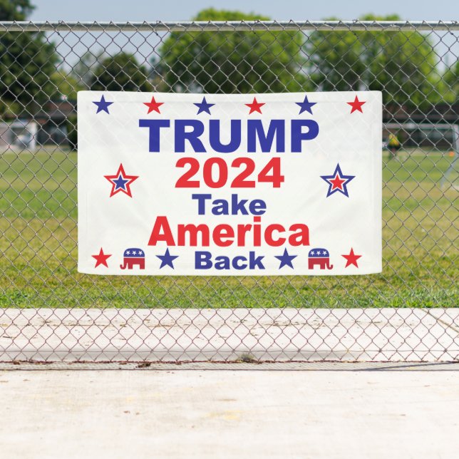 Banderoles TRUMP 2024 Reprendre l'Amérique (En situation)