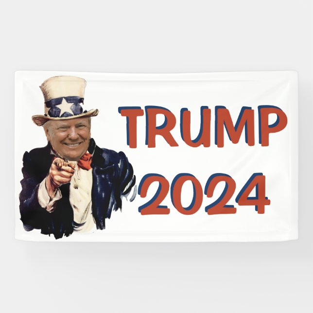 BANDEROLES TRUMP 2024 VOTE ROUGE VAGUE POLITIQUE (Horizontal)