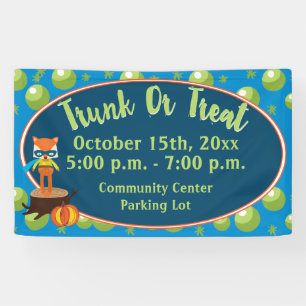 Banderoles Trunk ou Treat With Cute Super Hero Fox