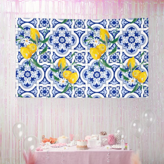 Banderoles Tuiles portugaises, citrons, fruits, art d'été     (Fête)