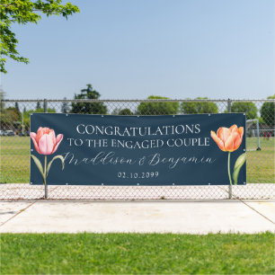 Banderoles Tulipes Bleu Marine Félicitations Fête de Fiançail