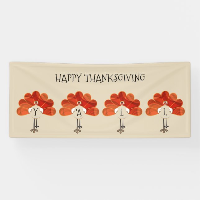 Banderoles Turclés de Thanksgiving en famille (Horizontal)