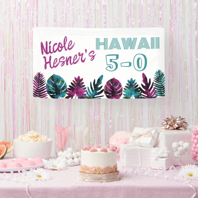 Banderoles Turquoise, Berry Pink Hawaii Tropical 5-0 50e (Fête)