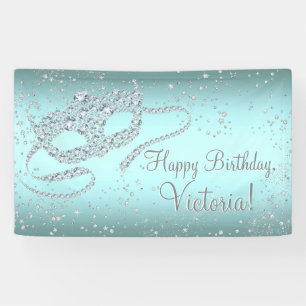 Banderoles Turquoise Blue Masquerade fête d'anniversaire