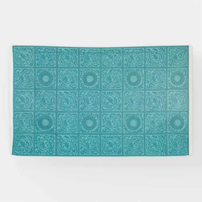 Banderoles Turquoise Tile Motif (par William Morris) (Horizontal)
