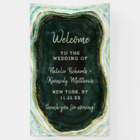 Turquoise Vert & Or Agate Marbre Mariage Bienvenue