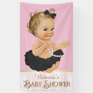 Banderoles Tutu noir perle rose Fille Baby Shower