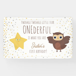 Banderoles Twinkle Little Star avec chouette amicale 1er anni