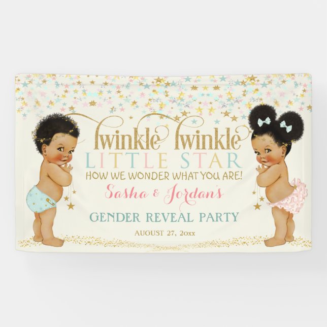 Banderoles Twinkle Little Star Baby Genre Reveal Moyen (Horizontal)