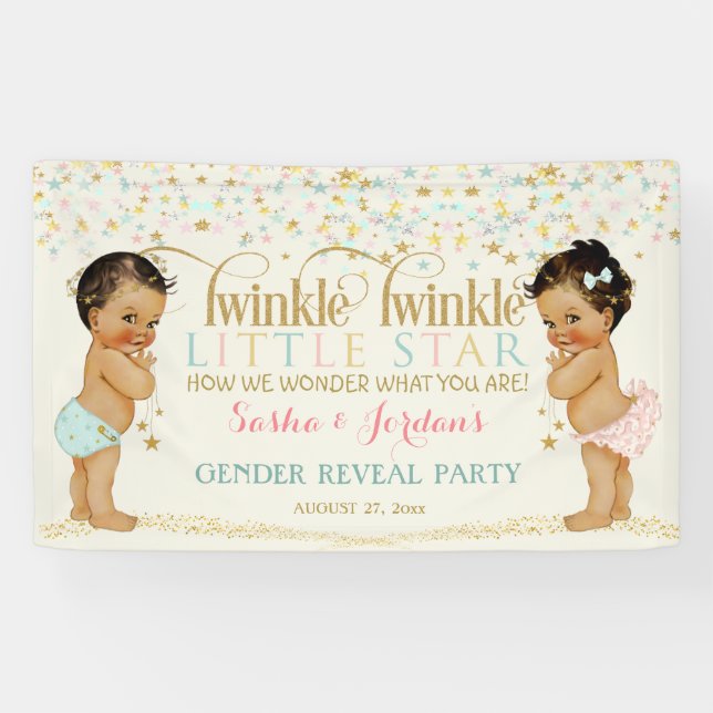 Banderoles Twinkle Little Star Baby Genre Révéler Ethnique (Horizontal)