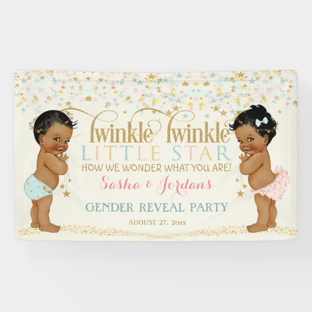 Banderoles Twinkle Little Star Baby Genre Révéler Ethnique (Horizontal)