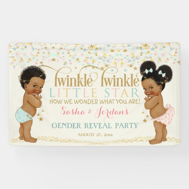 Banderoles Twinkle Little Star Baby Genre Révéler Ethnique (Horizontal)