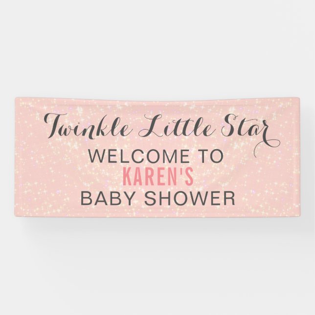 Banderoles Twinkle Little Star Baby shower rose personnalisé (Horizontal)