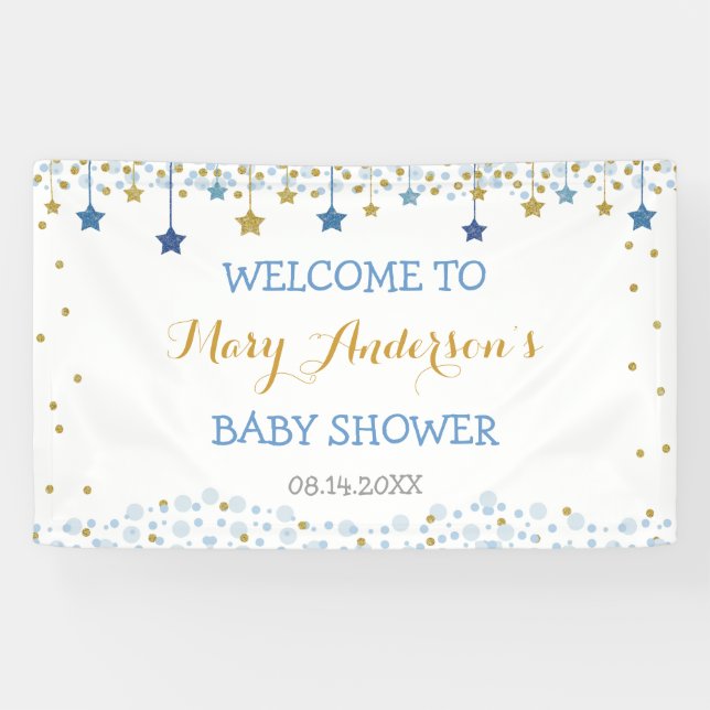 Banderoles Twinkle Little Star Gold Blue Sparkle fond (Horizontal)
