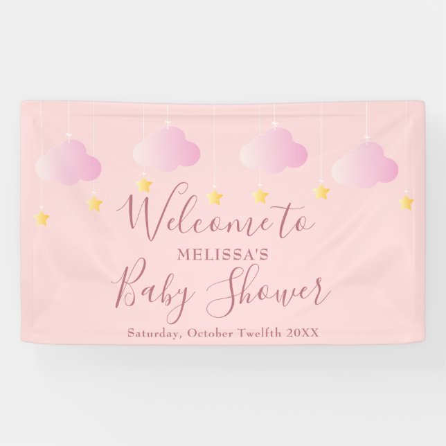 Banderoles Twinkle Sprinkle rose Baby Girl Douche Bienvenue (Horizontal)