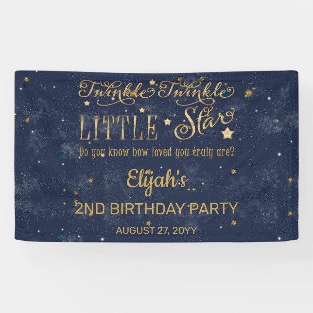 Banderoles Twinkle Twinkle Little Star Boy 2e fête d'annivers (Horizontal)