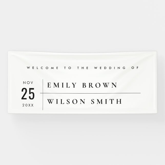 BANDEROLES TYPOGRAPHIE BLANC NOIR MODERNE ACCUEIL MARIAGE (Horizontal)