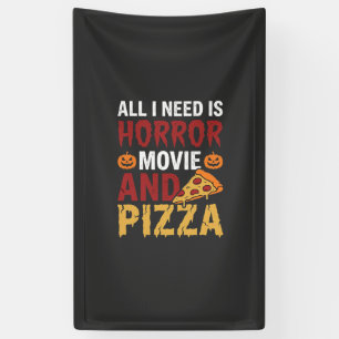 Banderoles Typographie de film d'horreur et de pizza Hallowee
