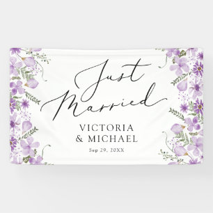 Banderoles Typographie Élégante Floral Juste Marié