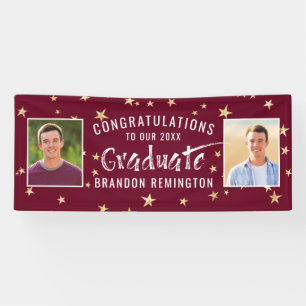 Banderoles Typographie Moderne Graduate Photo Maroon Gold Sta