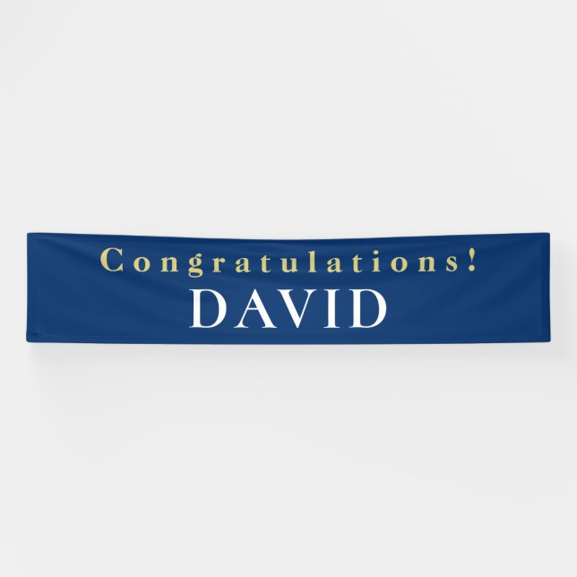 Banderoles Typographyl Félicitations Nom Blue Graduate (Horizontal)