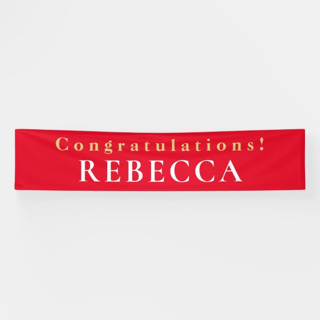 Banderoles Typographyl Félicitations Nom Red Graduate (Horizontal)