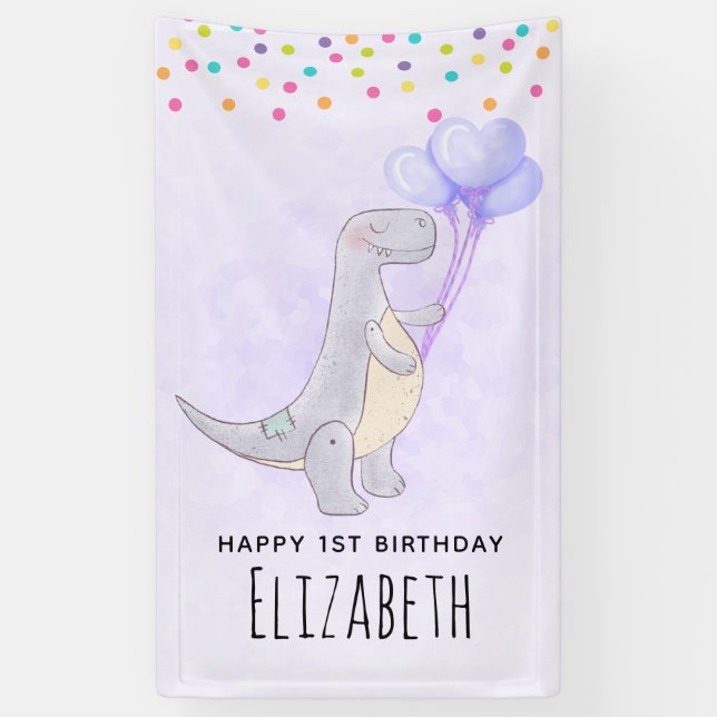 Banderoles Tyrannosaurus gris mou Rex Dinosaur Jouet Annivers (Vertical)