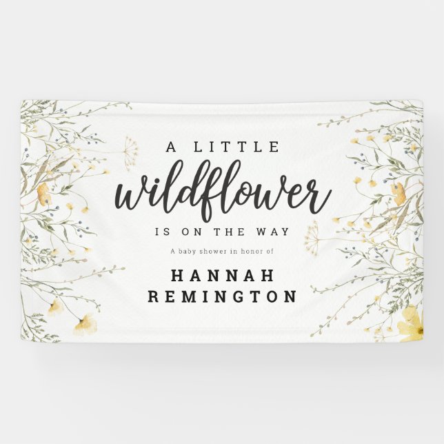 Banderoles Un Baby shower D'Aquarelle Jaune Un Peu Fleur sauv (Horizontal)