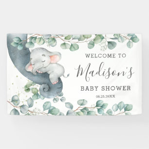 Banderoles Un Baby shower d'éléphants de verdure russe Bienve