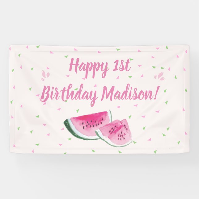 Banderoles Un Dans Un Melon Mignonne Premier Anniversaire Con (Horizontal)