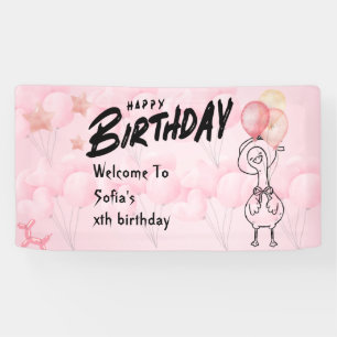 Banderoles Un Dîner d'Anniversaire Personnalisé Rose "Une Oie
