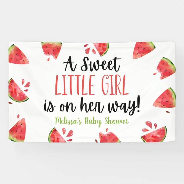 Banderoles Un doux Baby shower de pastèque pour petite fille (Horizontal)